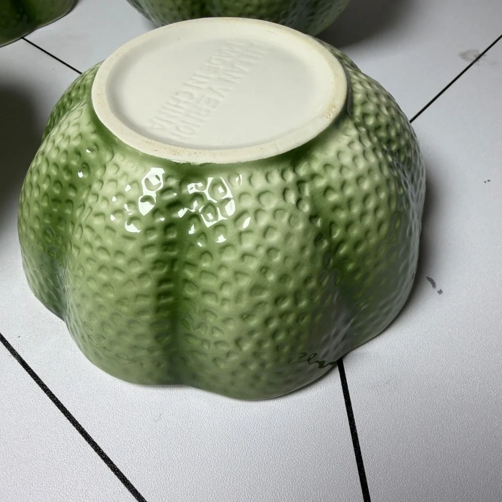 VTG set of 4 Lillian Vernon Melon Bowls Green Orange Fruit Ceramic 6inch dishes